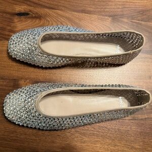 MANGO Jeweled Mesh ballet flats 37